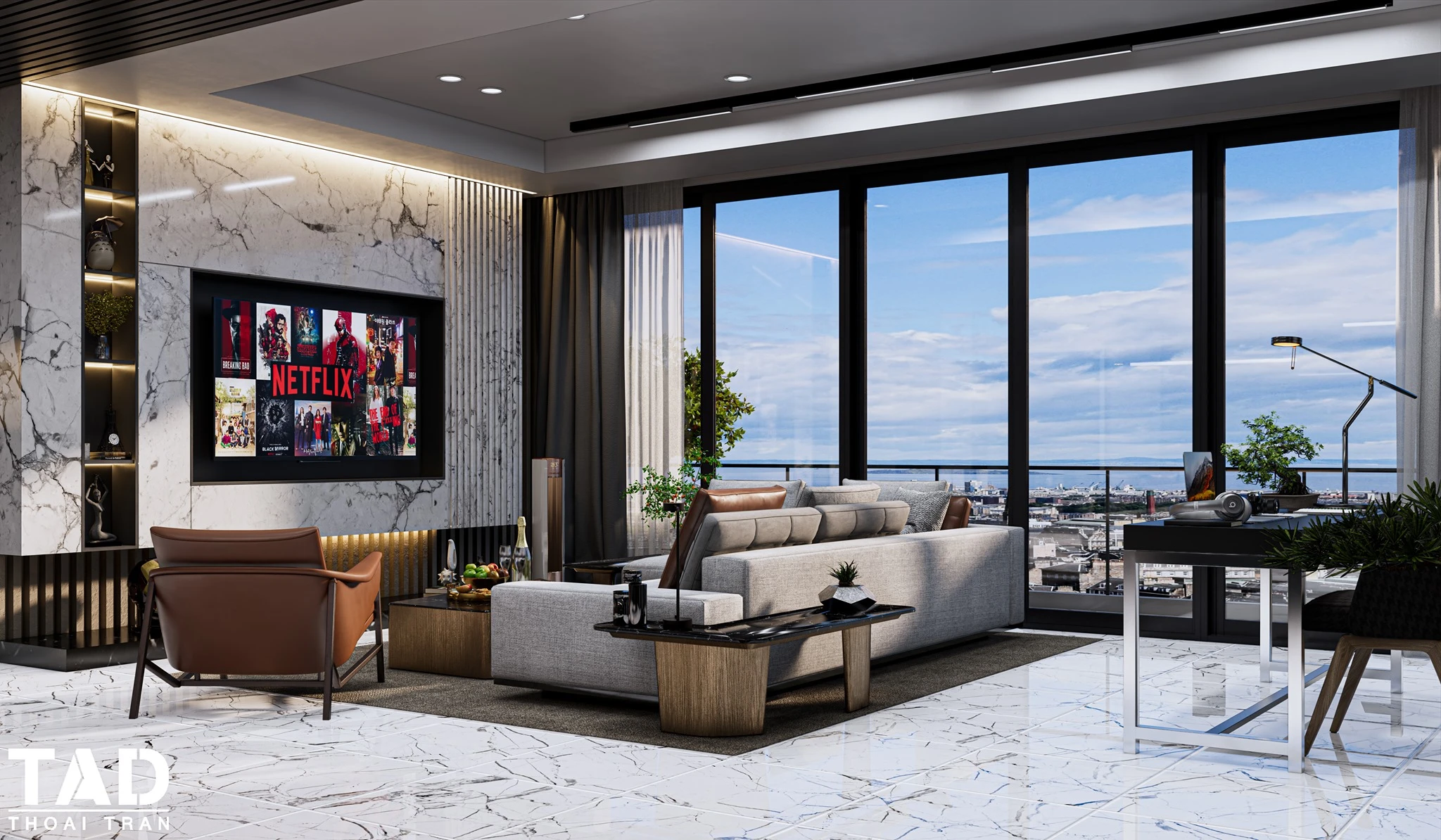 Enscape Living Room And Dining Room Sketchup Free Model Modern Download ID 218000102 (Thoai Tran)