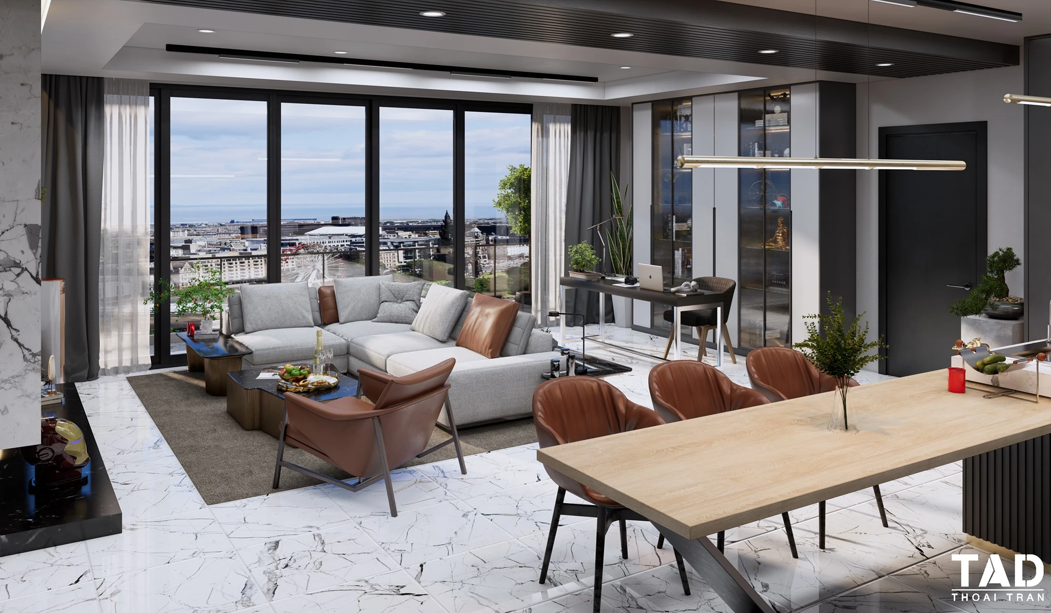 Enscape Living Room And Dining Room Sketchup Free Model Modern Download ID 218000102 (Thoai Tran)