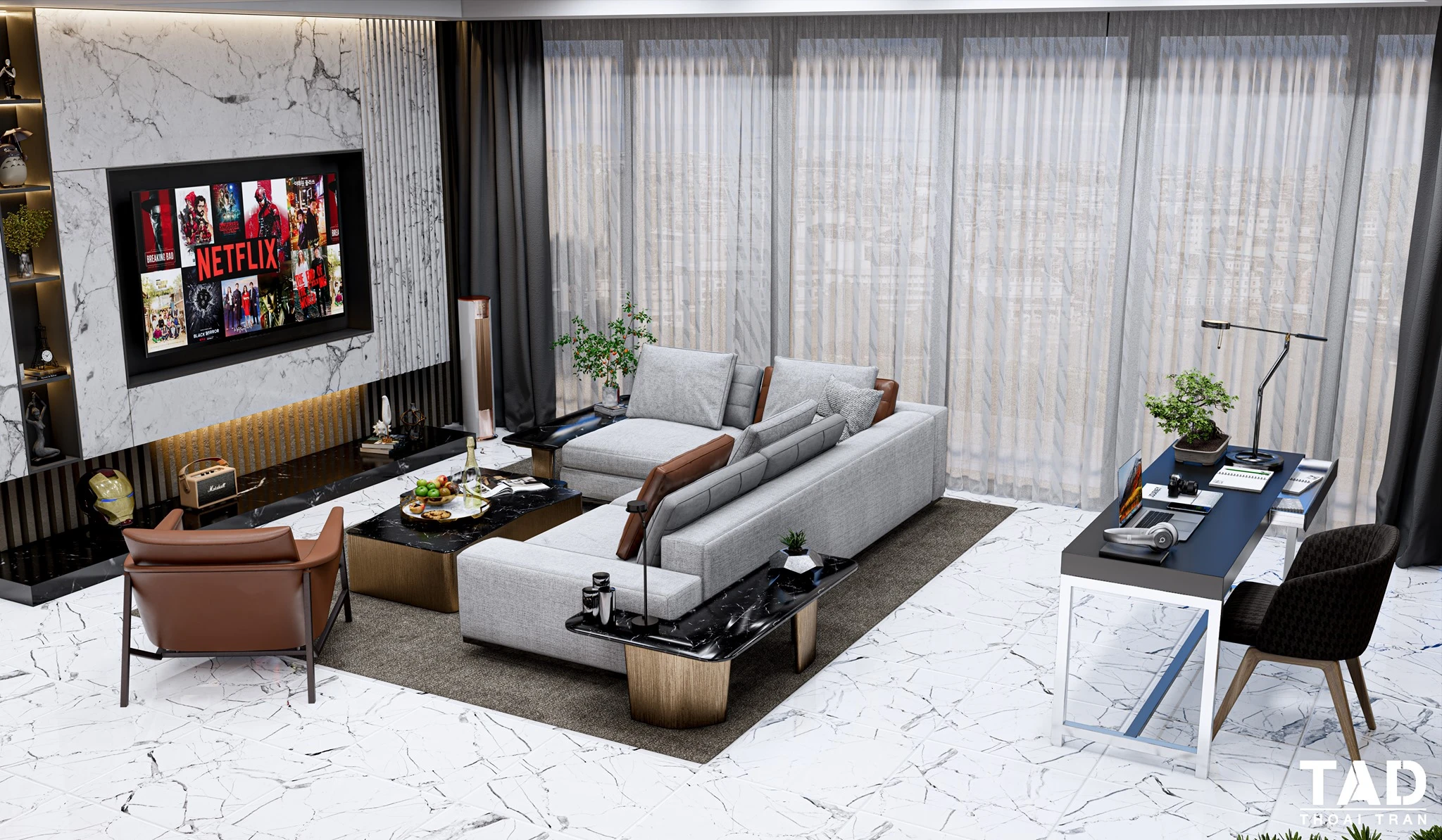 Enscape Living Room And Dining Room Sketchup Free Model Modern Download ID 218000102 (Thoai Tran)