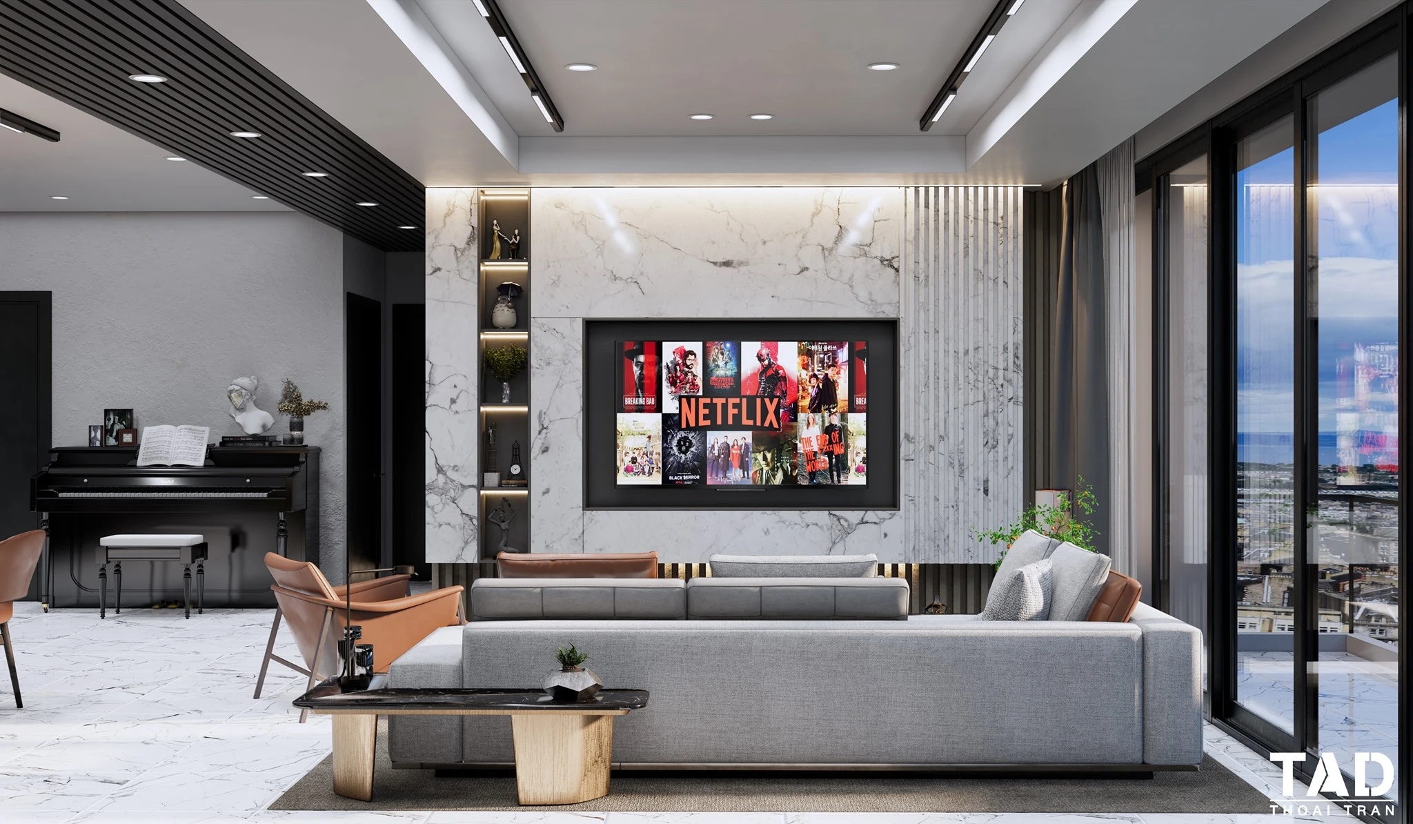 Enscape Living Room And Dining Room Sketchup Free Model Modern Download ID 218000102 (Thoai Tran)