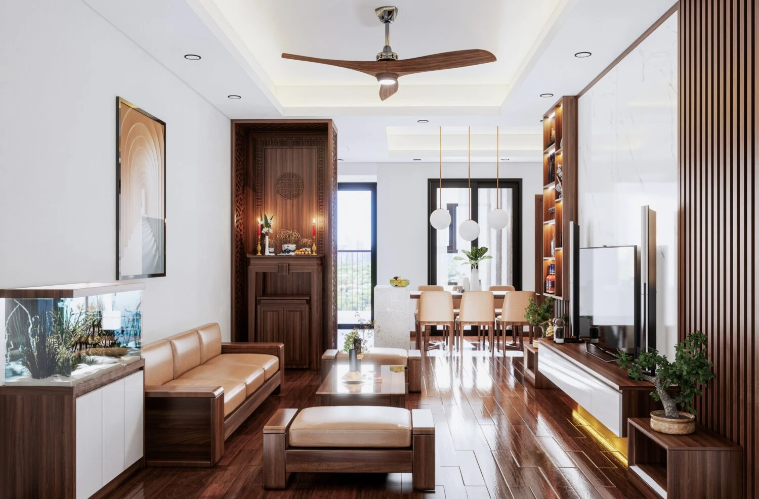 Enscape Living Room - Dining Room Free SketchUp Models Modern Download ID 218000152 (Sang Nguyen)