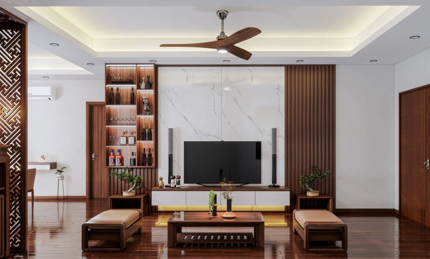 Enscape Living Room - Dining Room Free SketchUp Models Modern Download ID 218000152 (Sang Nguyen)