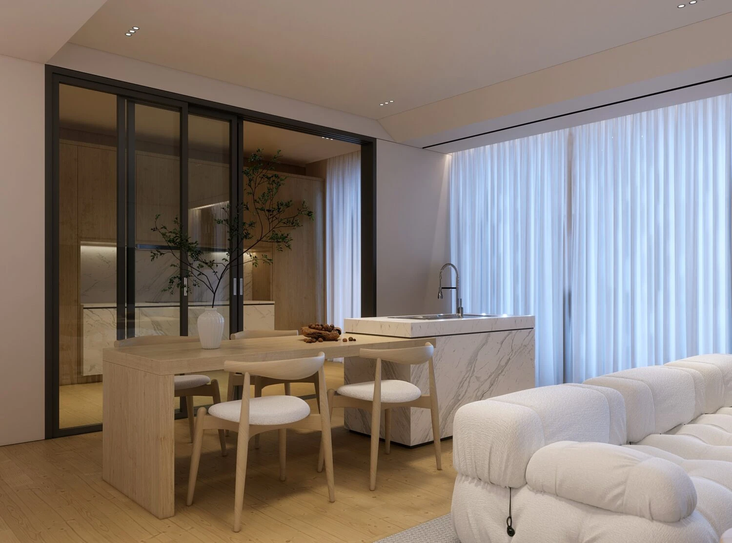 Enscape Living Room - Dining Room Free SketchUp Models Modern Download ID 218000182 (Nguyen Ngoc Quy)