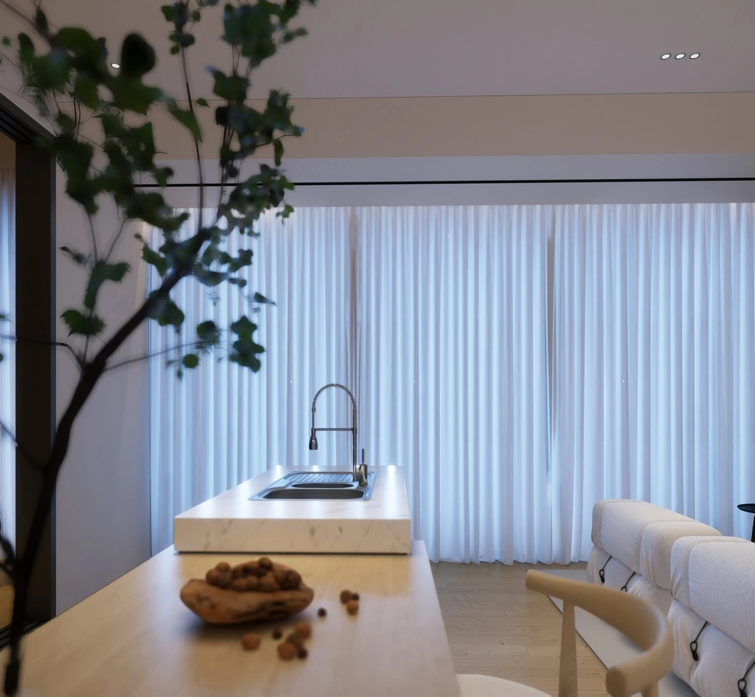 Enscape Living Room - Dining Room Free SketchUp Models Modern Download ID 218000182 (Nguyen Ngoc Quy)