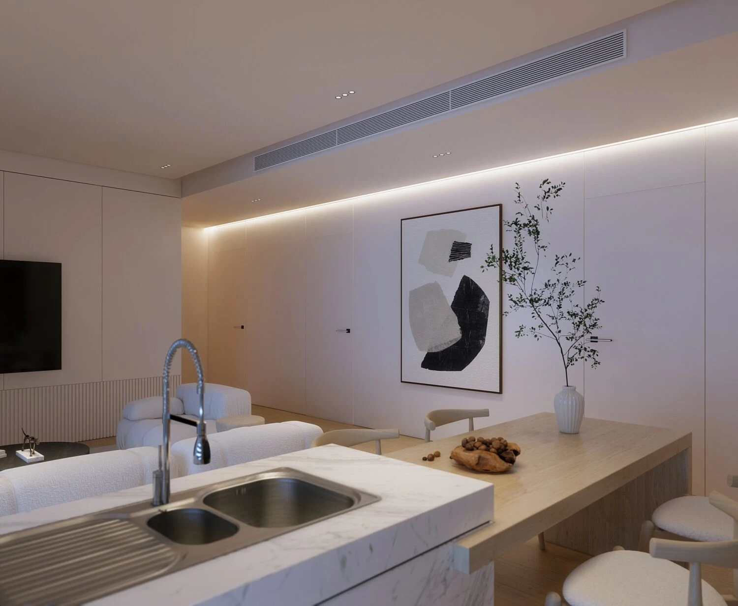 Enscape Living Room - Dining Room Free SketchUp Models Modern Download ID 218000182 (Nguyen Ngoc Quy)