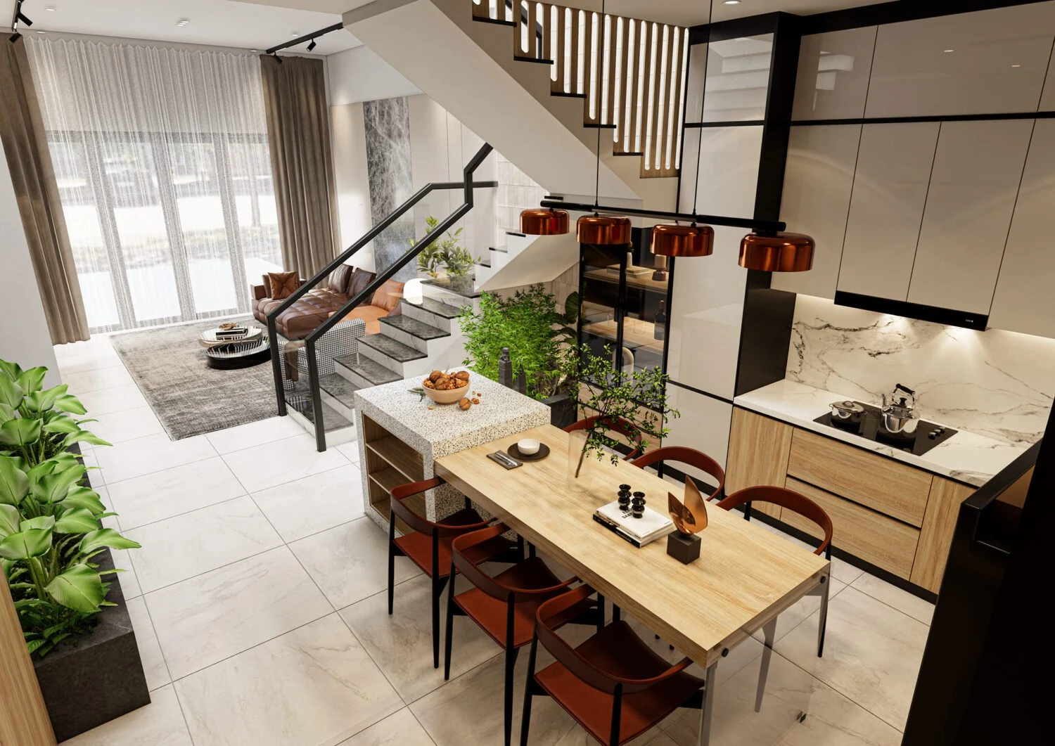 Enscape Living Room - Dining Room SketchUp 3D Model Free Download Modern ID 218000170 (Pham Minh Quang)