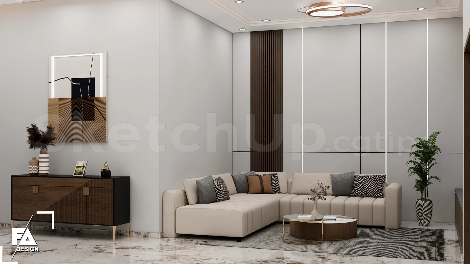 Enscape Living Room Free SketchUp Models Modern Download ID 100000412 (FA Design)