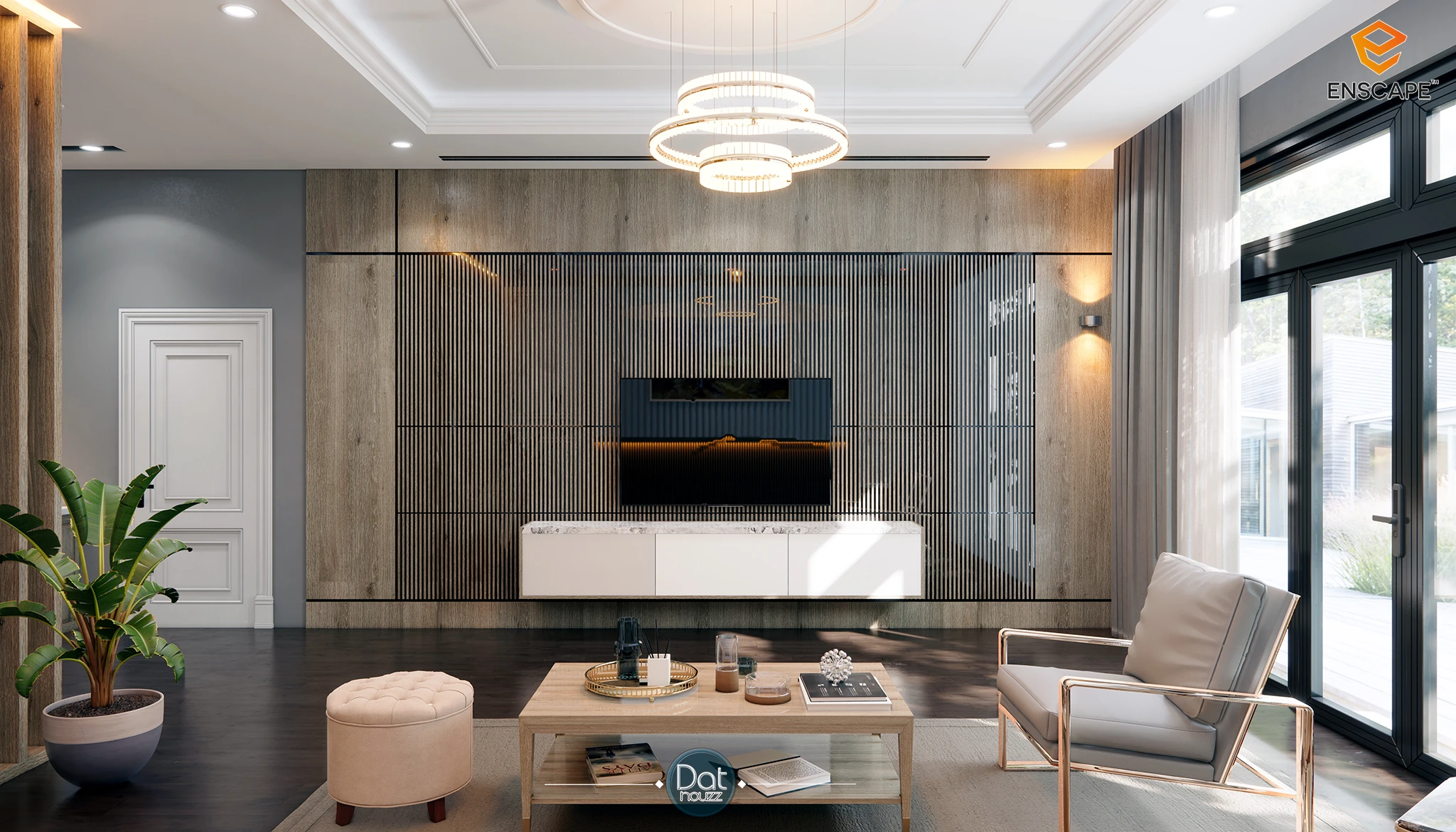 SketchUp Free Enscape Model Free Download Modern Living Room And Dining Room ID 218000073 (Dat Houzz)