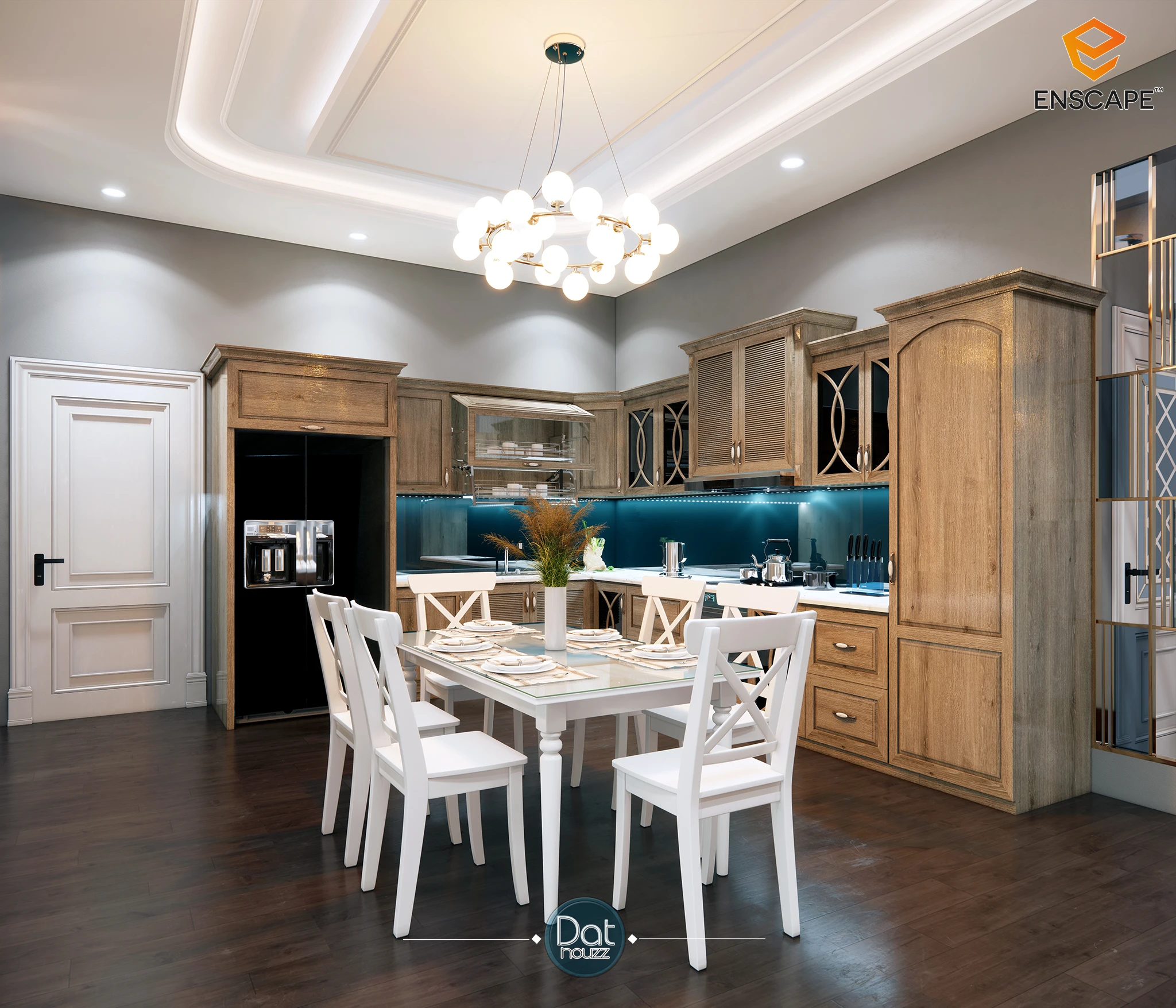 SketchUp Free Enscape Model Free Download Modern Living Room And Dining Room ID 218000073 (Dat Houzz)