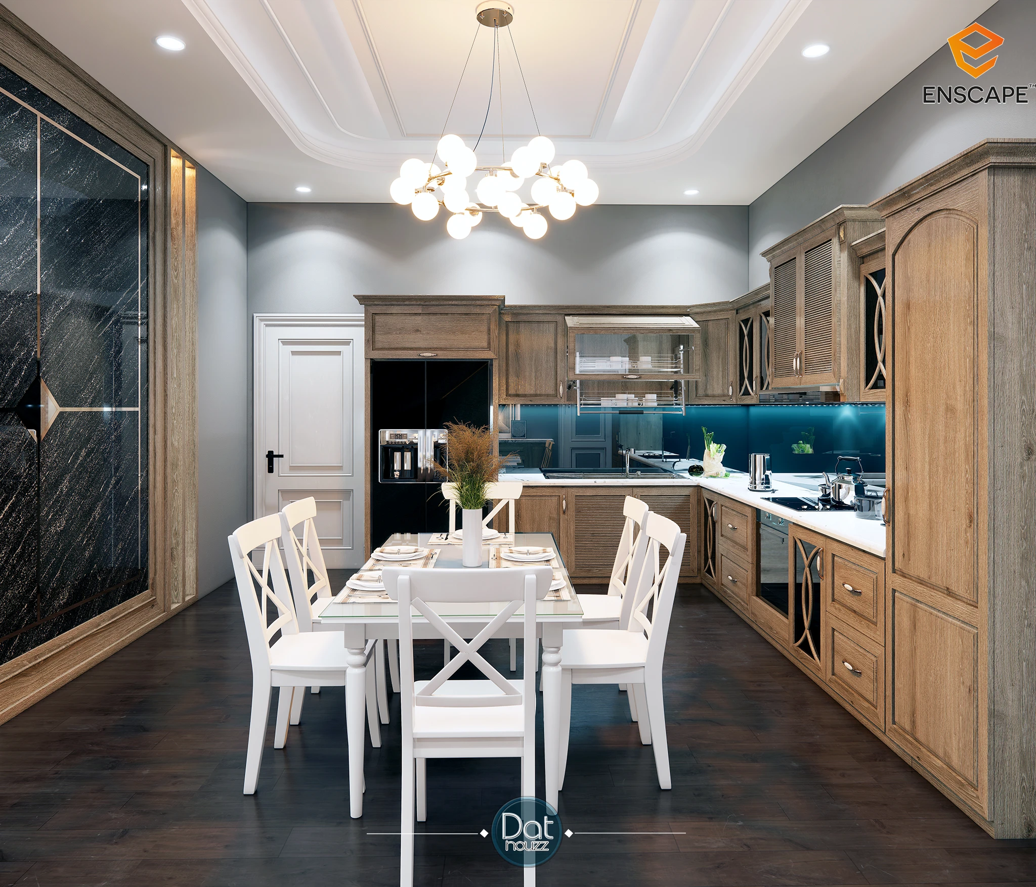 SketchUp Free Enscape Model Free Download Modern Living Room And Dining Room ID 218000073 (Dat Houzz)