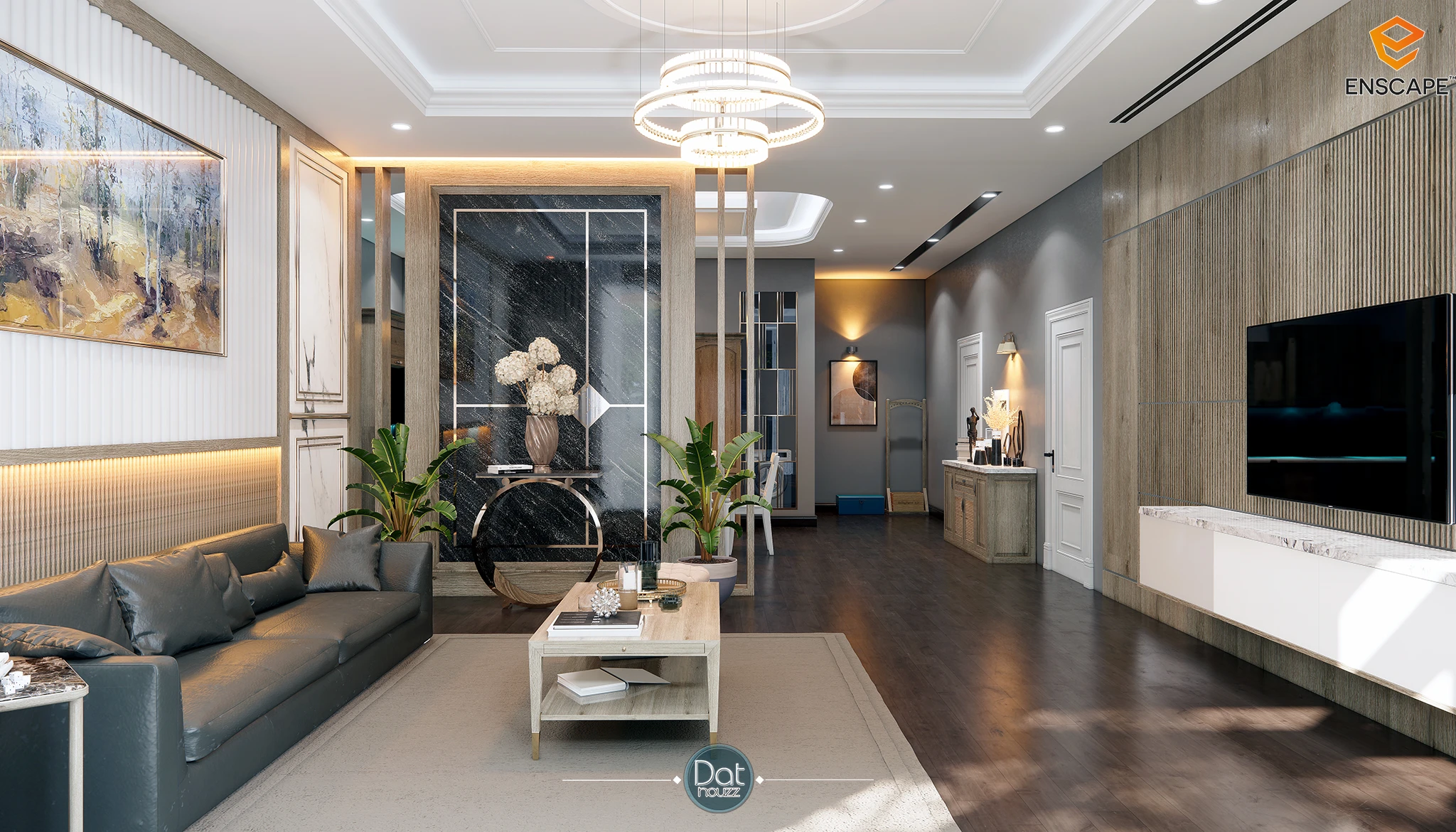 SketchUp Free Enscape Model Free Download Modern Living Room And Dining Room ID 218000073 (Dat Houzz)