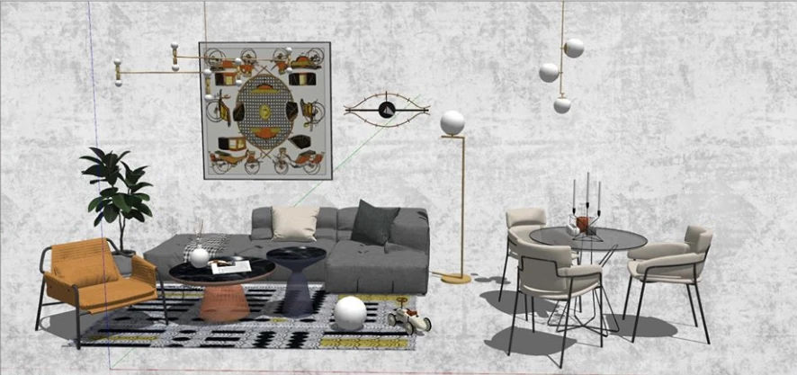 SketchUp Free Enscape Model Free Download Modern Living Room ID 100000178 (Cuong Covua)