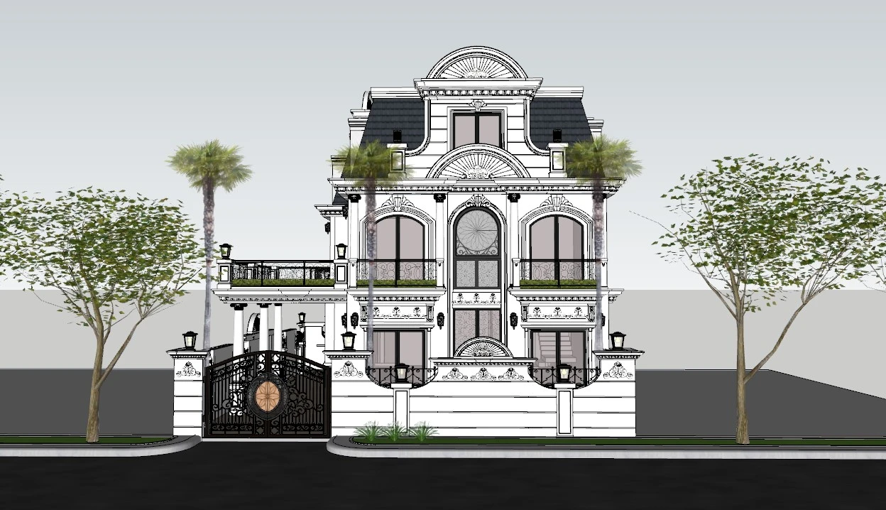 SketchUp Free Exterior Enscape Model Free Download Vray Classical ID 101000449 (Huy Ho)