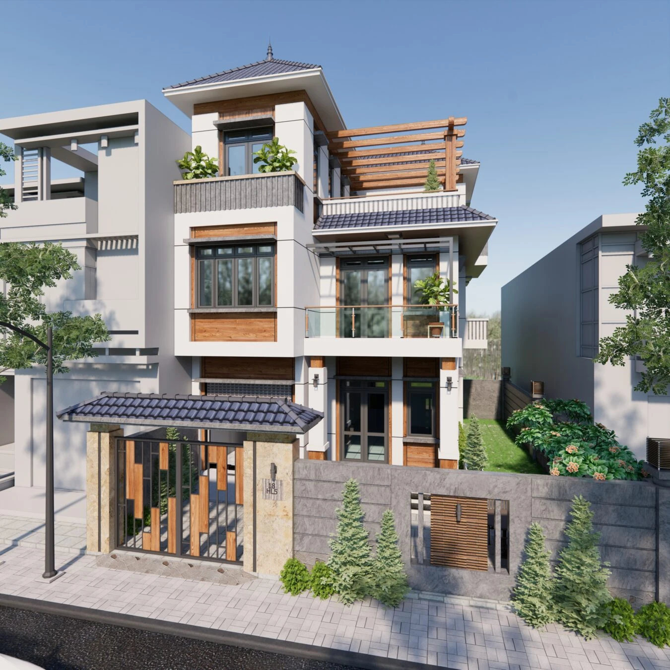 Exterior Free Sketchup Scene Enscape Modern ID 101000427 (Pham Anh Tien)