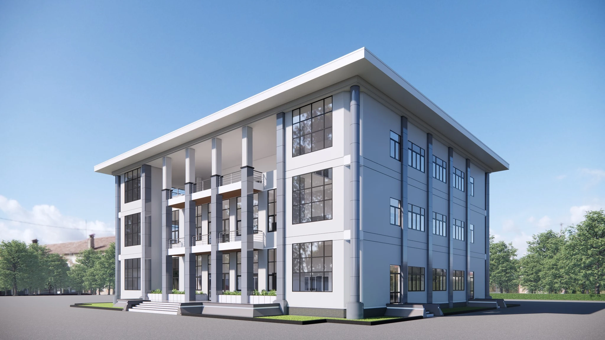 Exterior Modern Enscape Sketchup Model Free Download ID 101000531 (Minh Duc)