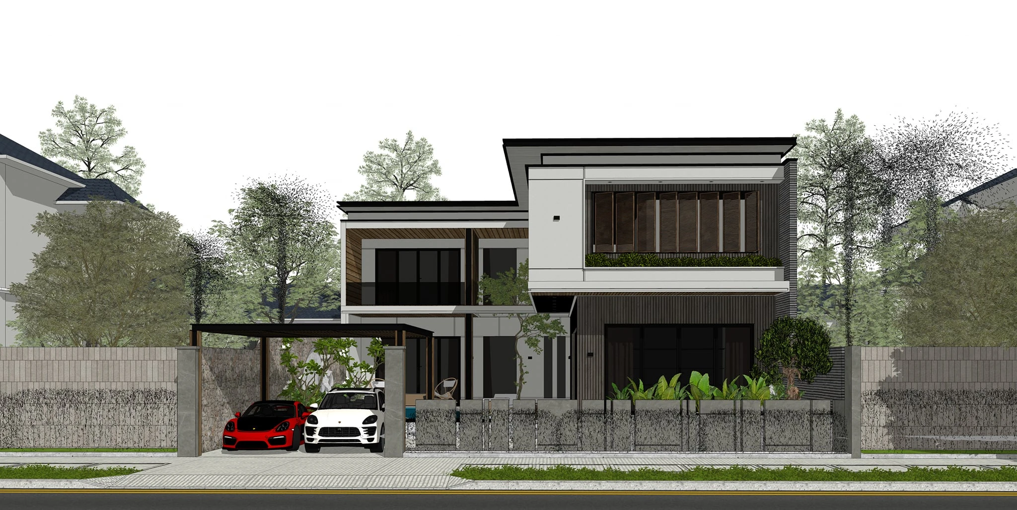 Exterior Modern Free Sketchup Scene ID 101000457 (Ty Nguyen)