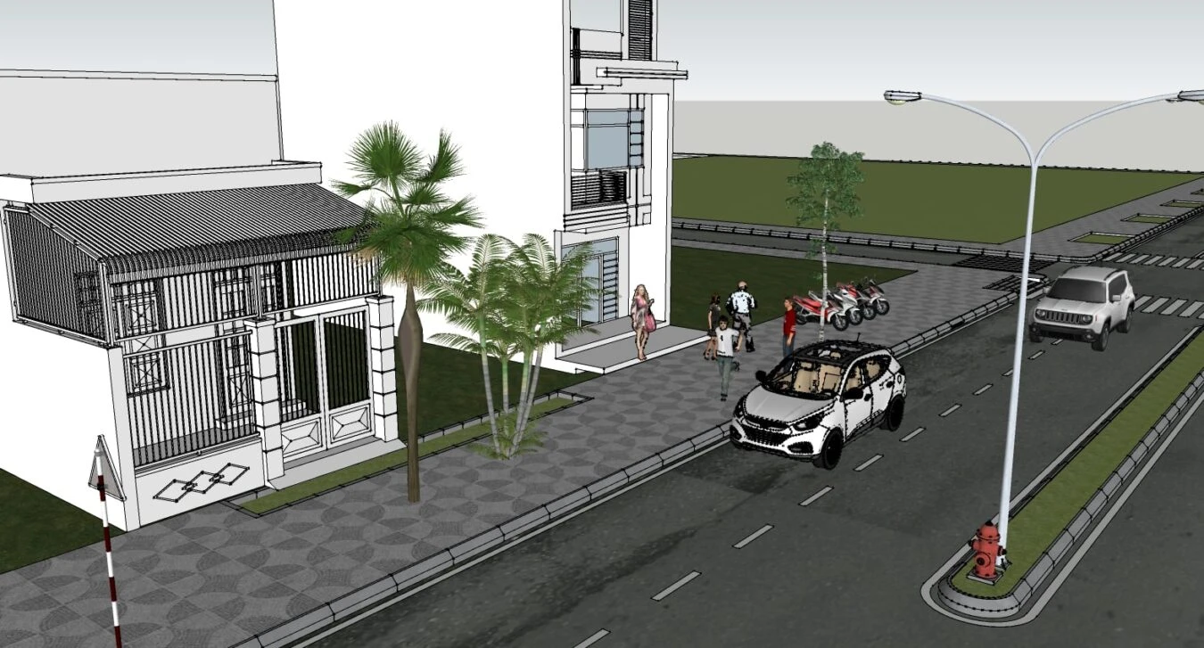 Exterior Sketchup Scene Free Download Modern ID 101000423 (Long Pham)