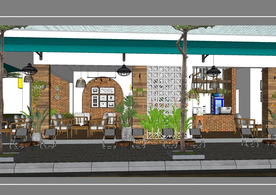 SketchUp Free Free Download SketchUp Models Modern Coffee Shop Enscape ID 108000065 (Nga Nguyen)