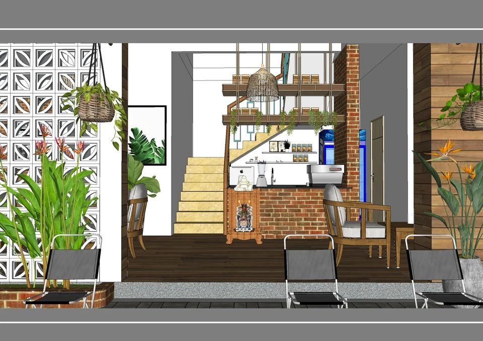 SketchUp Free Free Download SketchUp Models Modern Coffee Shop Enscape ID 108000065 (Nga Nguyen)