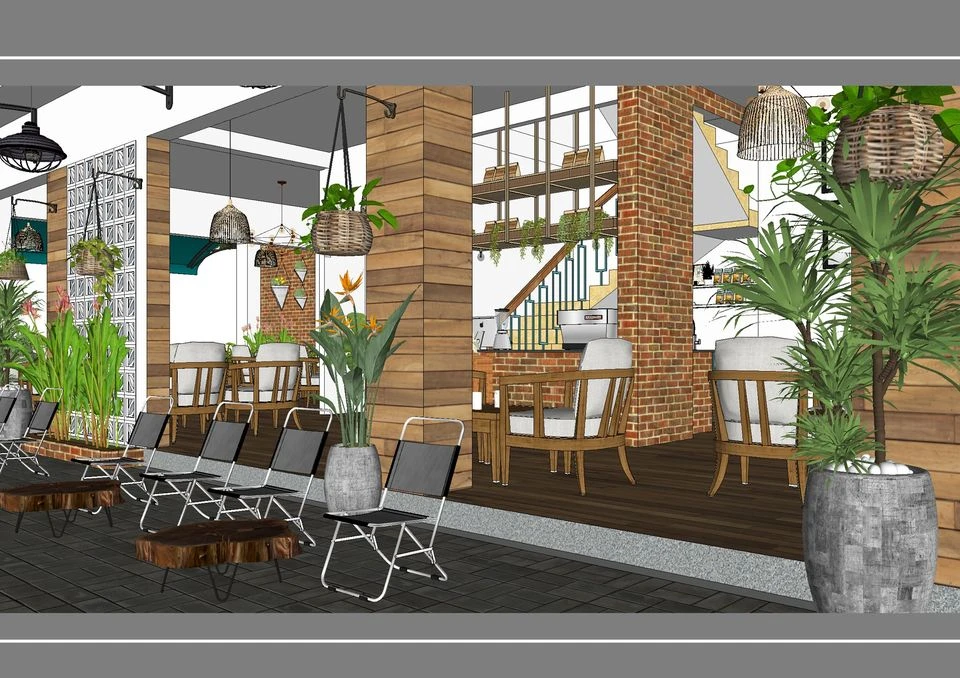 SketchUp Free Free Download SketchUp Models Modern Coffee Shop Enscape ID 108000065 (Nga Nguyen)