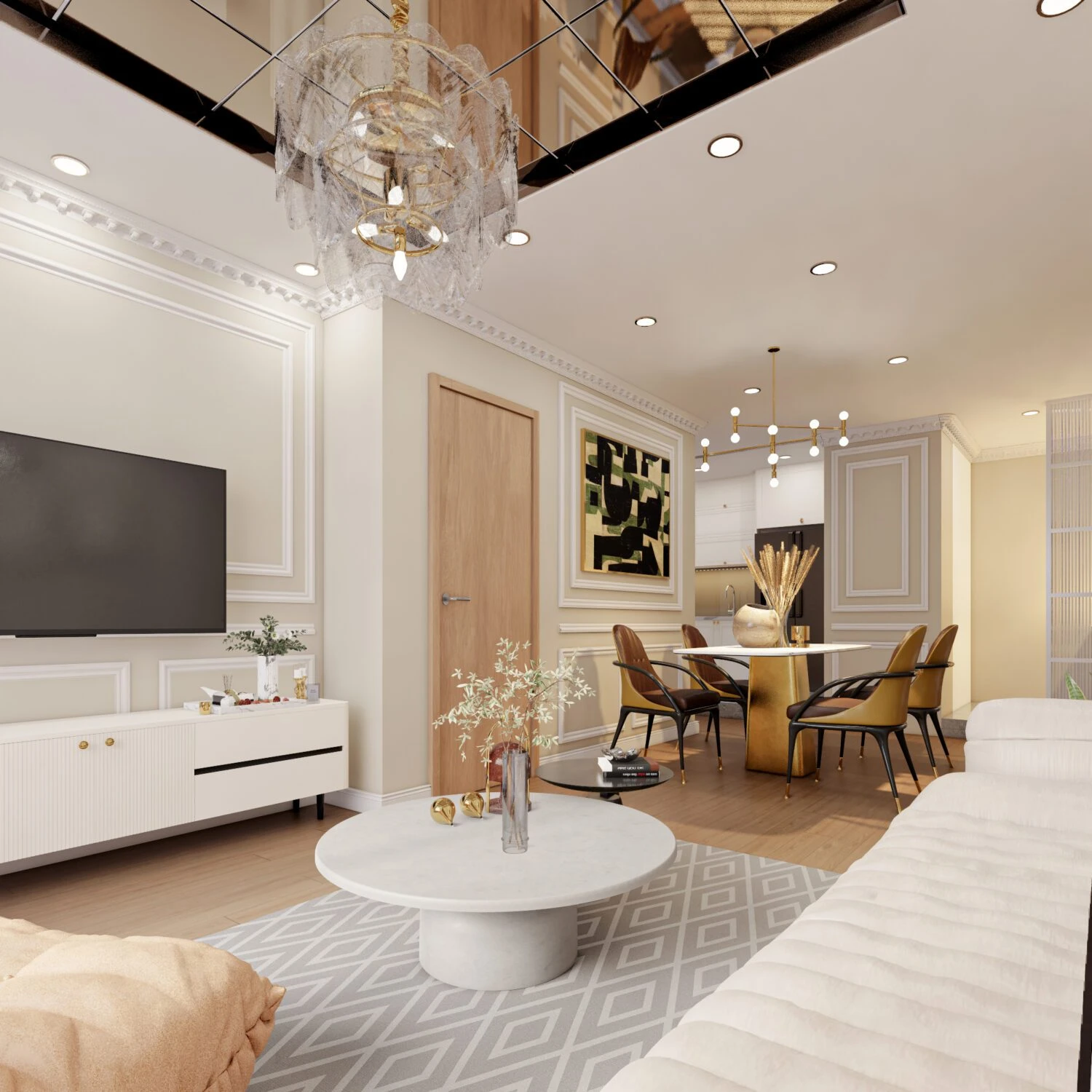 Free SketchUp Models Download Enscape Modern Living Room - Dining Room ID 218000168 (Mai Duy Tuyen)