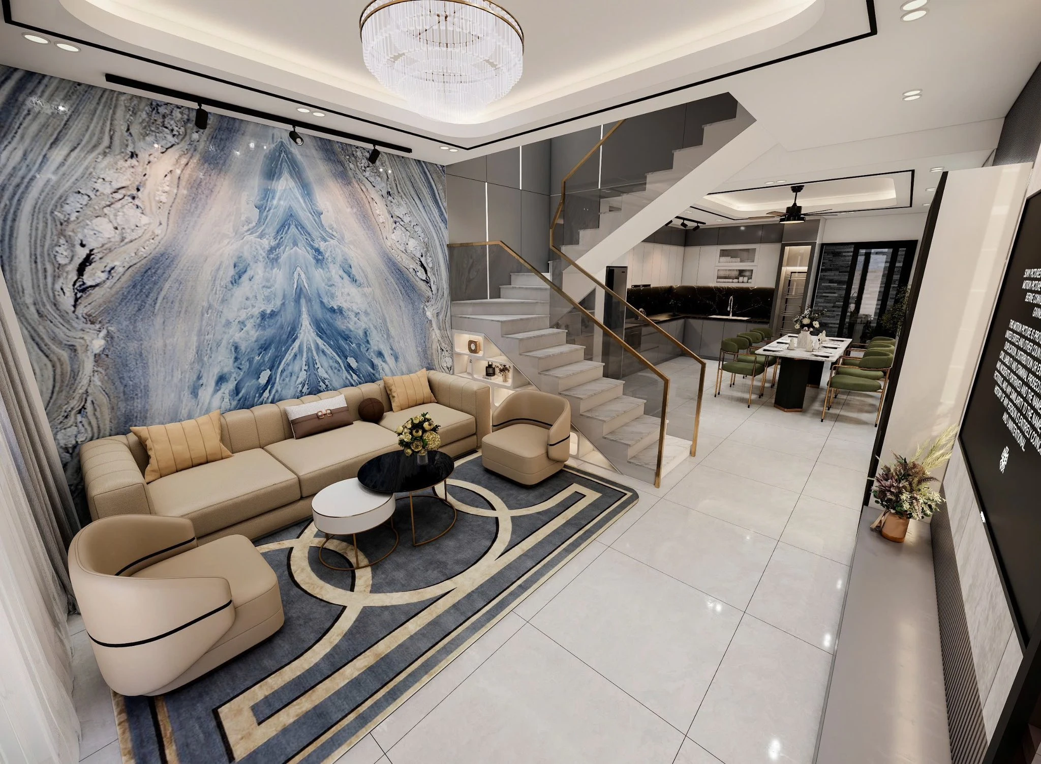 Free SketchUp Models Download Enscape Modern Living Room - Dining Room ID 218000228 (Do Long)