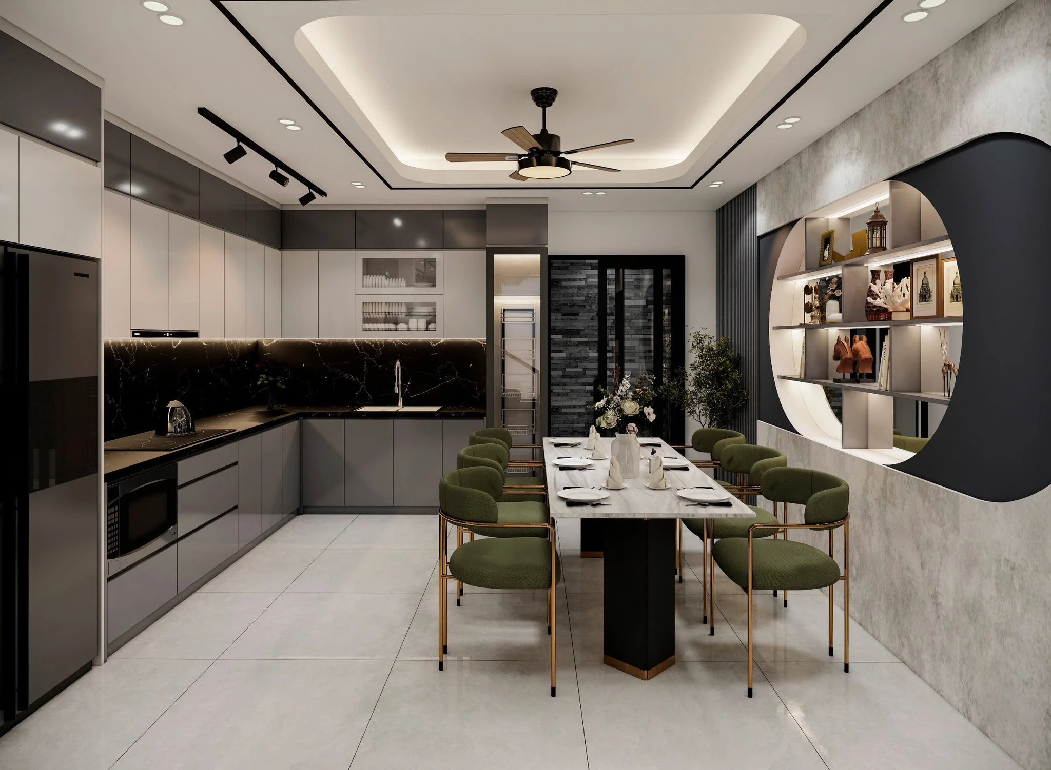 Free SketchUp Models Download Enscape Modern Living Room - Dining Room ID 218000228 (Do Long)