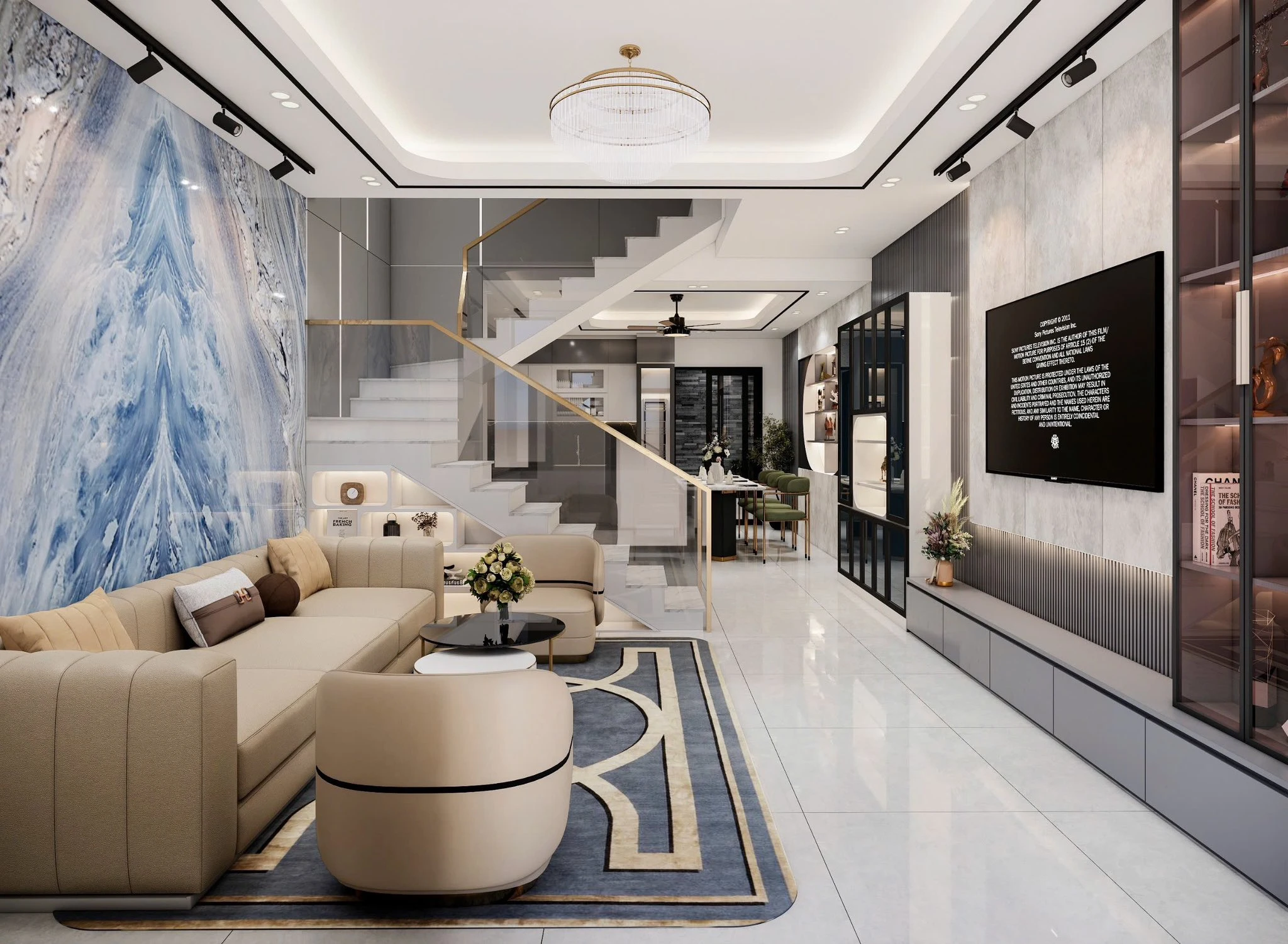 Free SketchUp Models Download Enscape Modern Living Room - Dining Room ID 218000228 (Do Long)