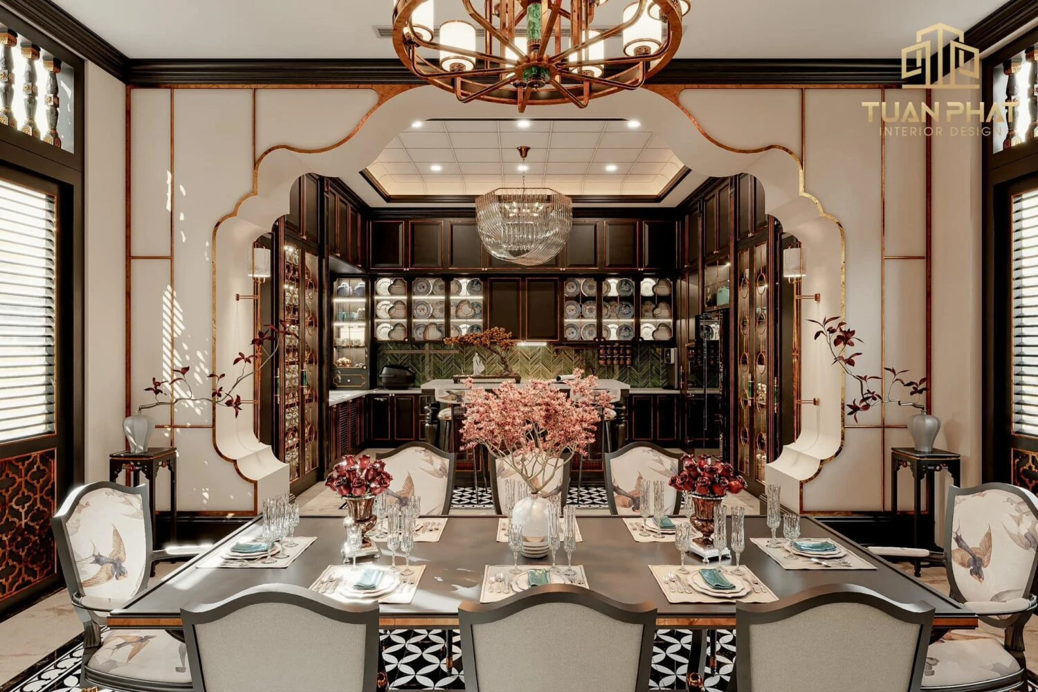 Free SketchUp Models Enscape Indochine Living Room - Dining Room Download ID 218000192 (Dung Nguyen)