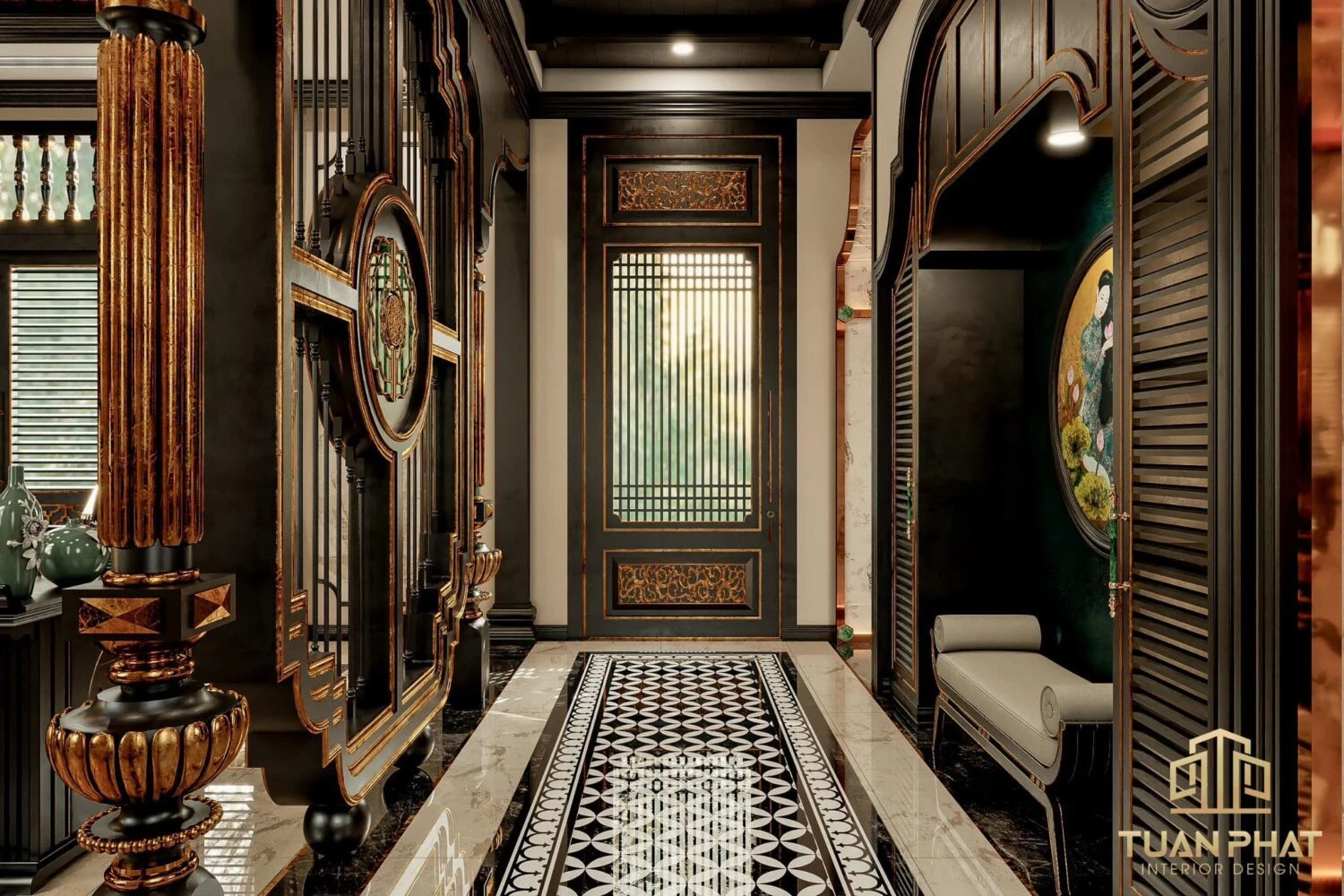 Free SketchUp Models Enscape Indochine Living Room - Dining Room Download ID 218000192 (Dung Nguyen)