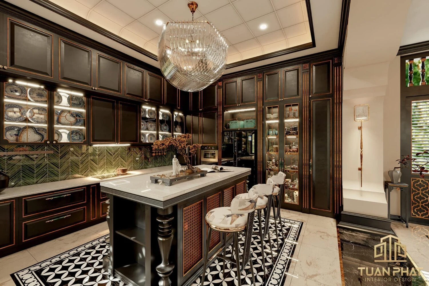 Free SketchUp Models Enscape Indochine Living Room - Dining Room Download ID 218000192 (Dung Nguyen)