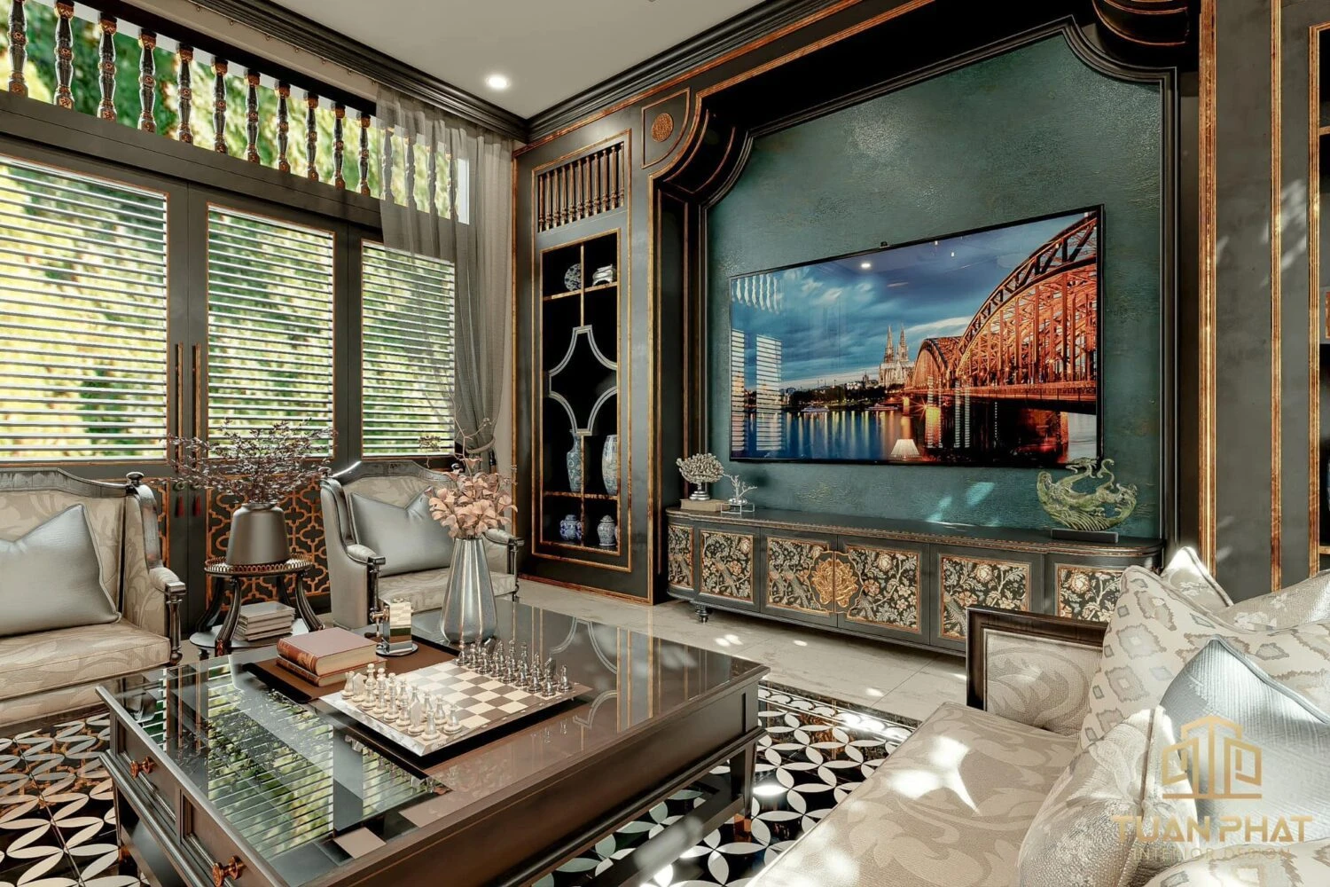 Free SketchUp Models Enscape Indochine Living Room - Dining Room Download ID 218000192 (Dung Nguyen)