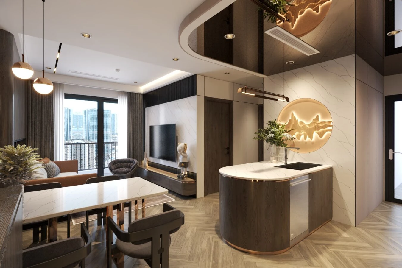 SketchUp Free Free SketchUp Models Vray Modern Living Room - Dining Room Download ID 218000132 (Quoc Anh)