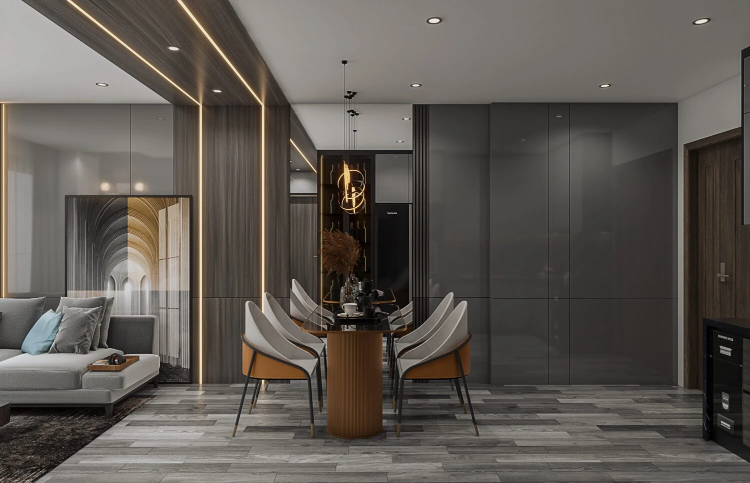 SketchUp Free Free SketchUp Models Vray Modern Living Room - Dining Room Download ID 218000162 (KiKa)