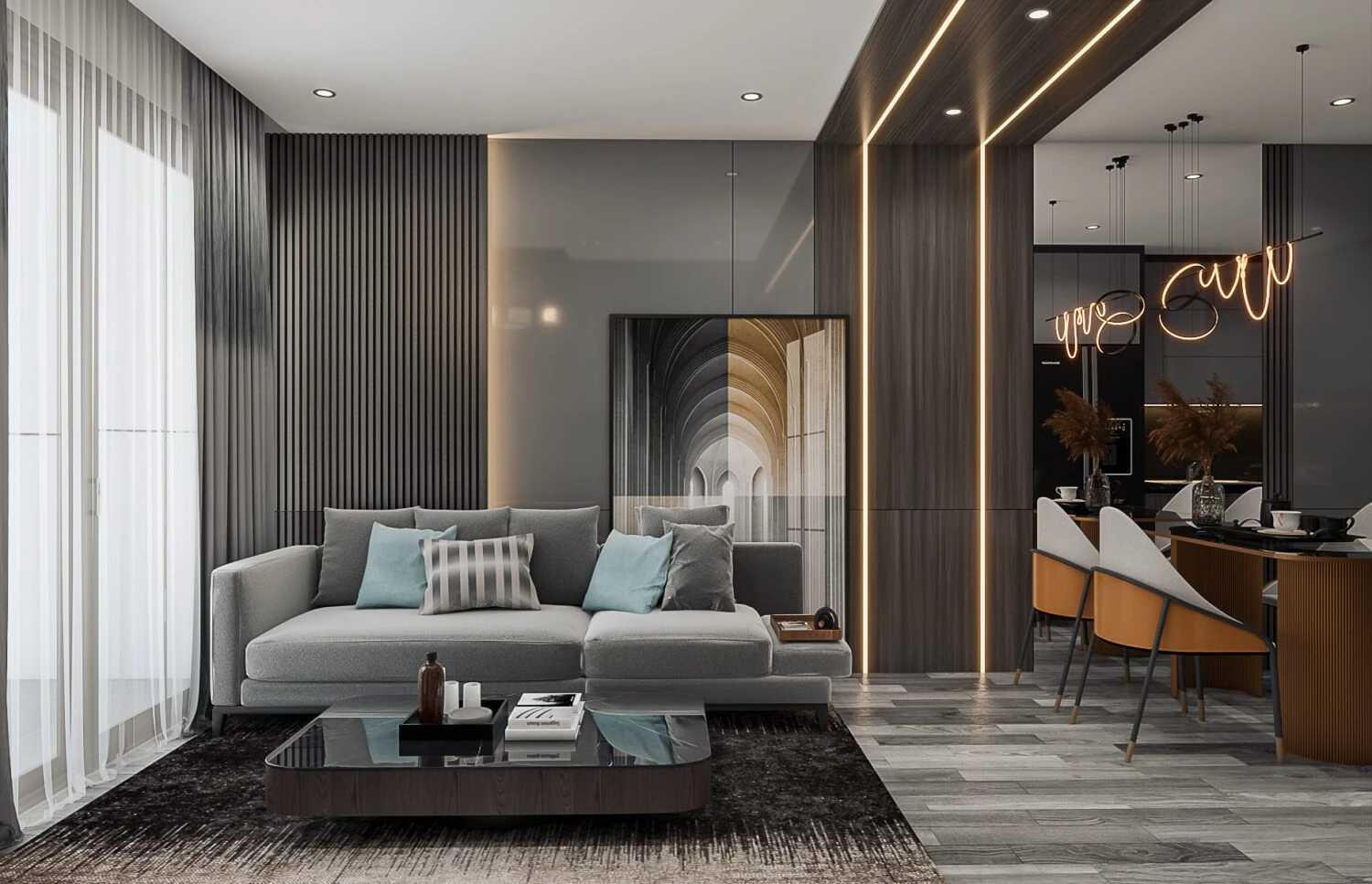 SketchUp Free Free SketchUp Models Vray Modern Living Room - Dining Room Download ID 218000162 (KiKa)