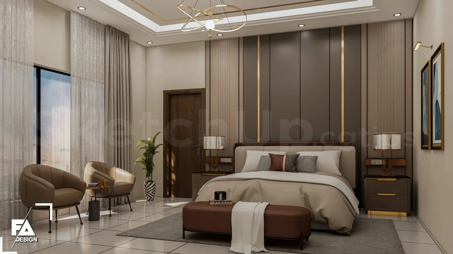 Free Sketchup Models Download Modern Bedroom Enscape ID 101000715 (FA Design)