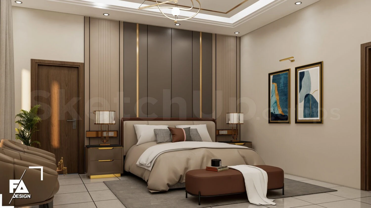 Free Sketchup Models Download Modern Bedroom Enscape ID 101000715 (FA Design)
