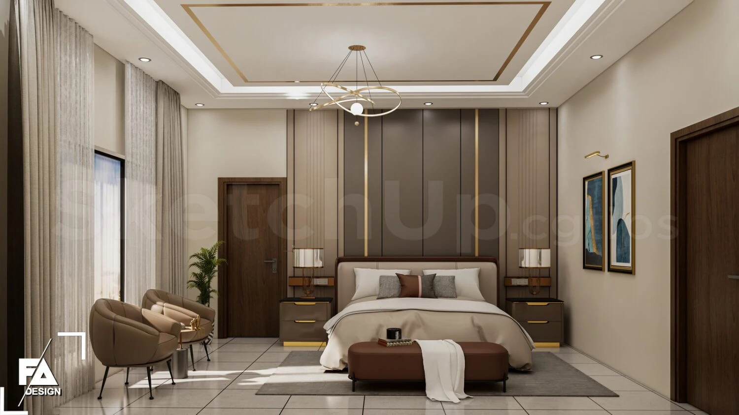 Free Sketchup Models Download Modern Bedroom Enscape ID 101000715 (FA Design)