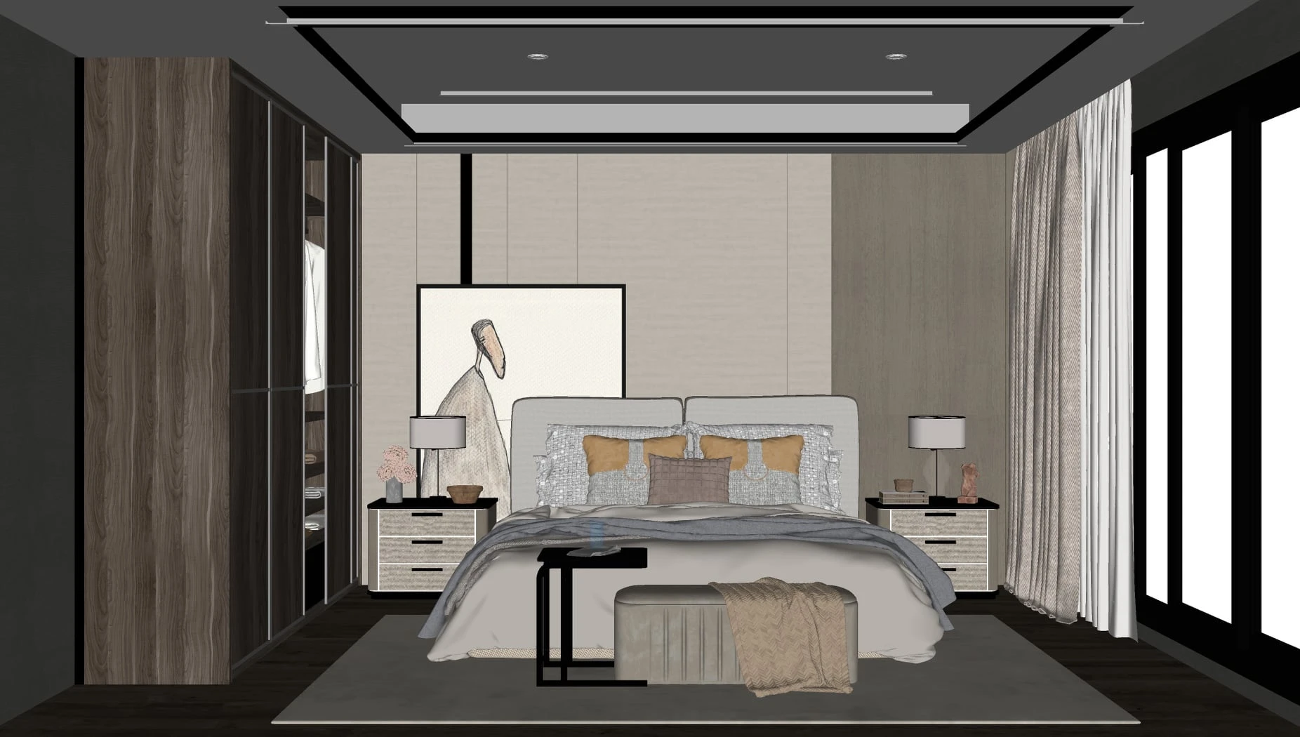 Free Sketchup Models Download Modern Bedroom ID 101000449 (Dinh Linh)