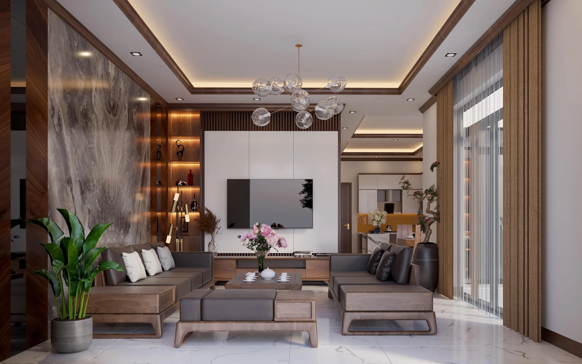 Free Sketchup Models Download Vray Modern Living Room And Dining Room ID 218000046 (Khac Tuan)