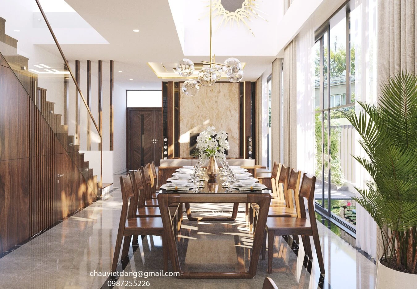 Free Sketchup Models Download Vray Modern Living Room And Dining Room ID 218000106 (Dang Viet Chau)