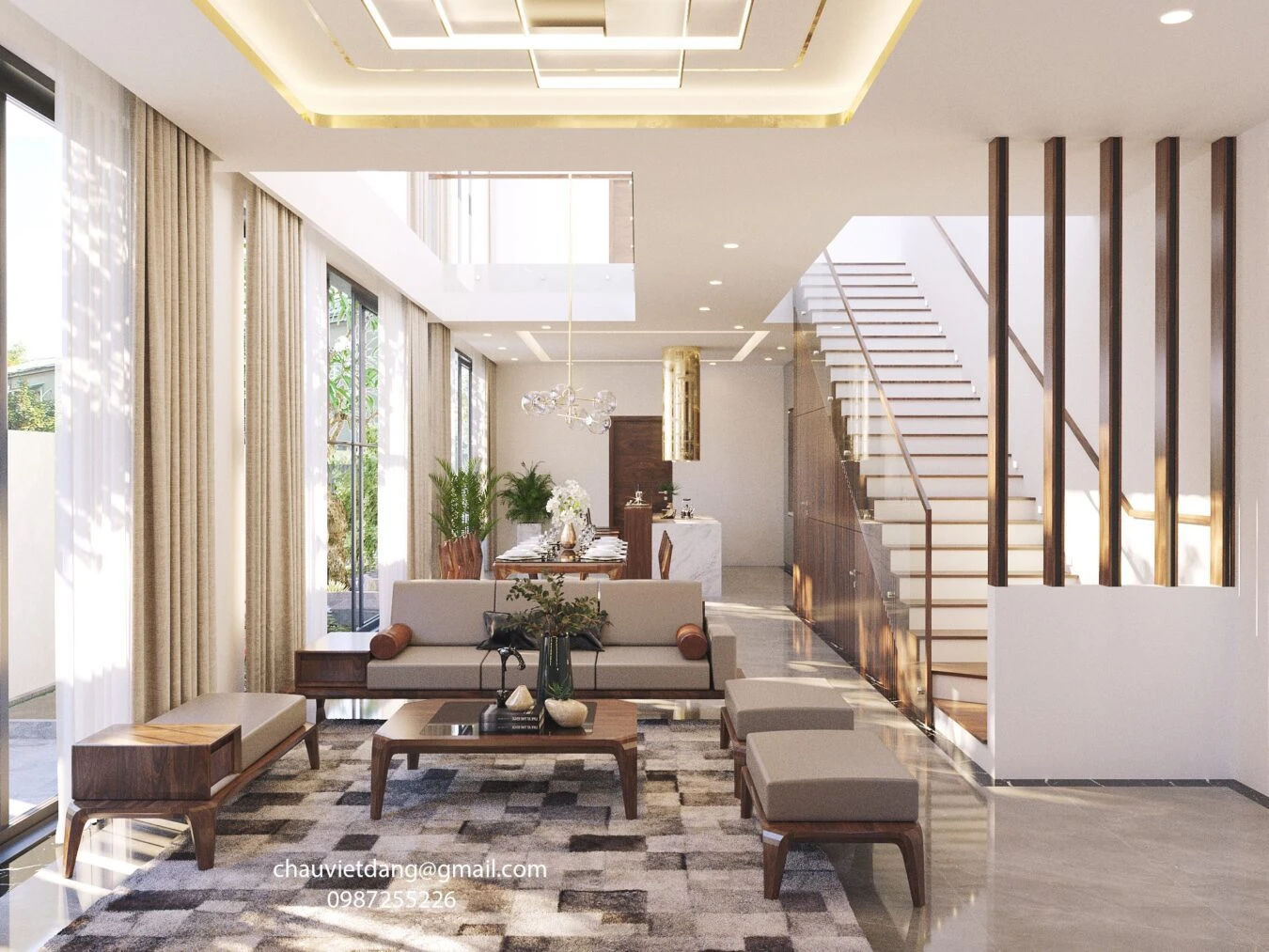 Free Sketchup Models Download Vray Modern Living Room And Dining Room ID 218000106 (Dang Viet Chau)