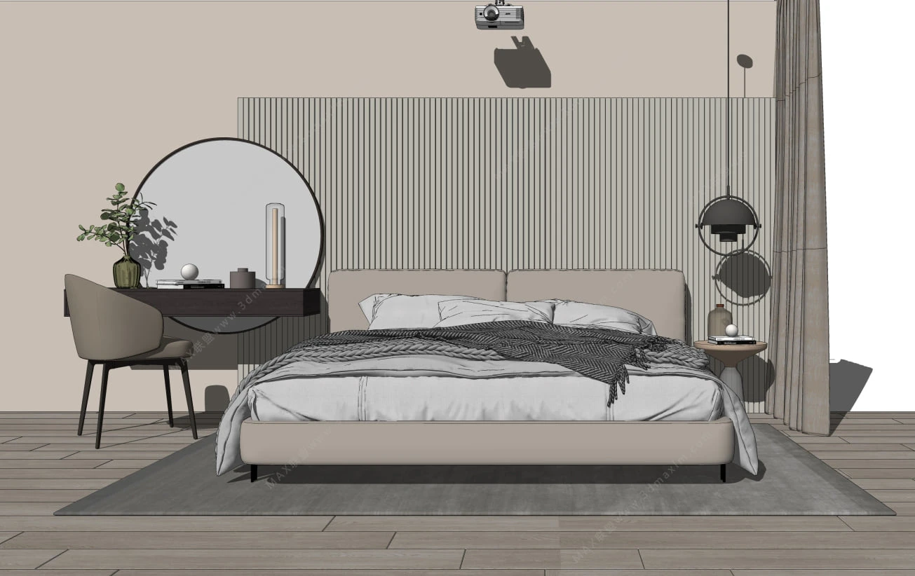 Free Sketchup Scene Download Modern Bedroom ID 101000524 (Cuong Covua)