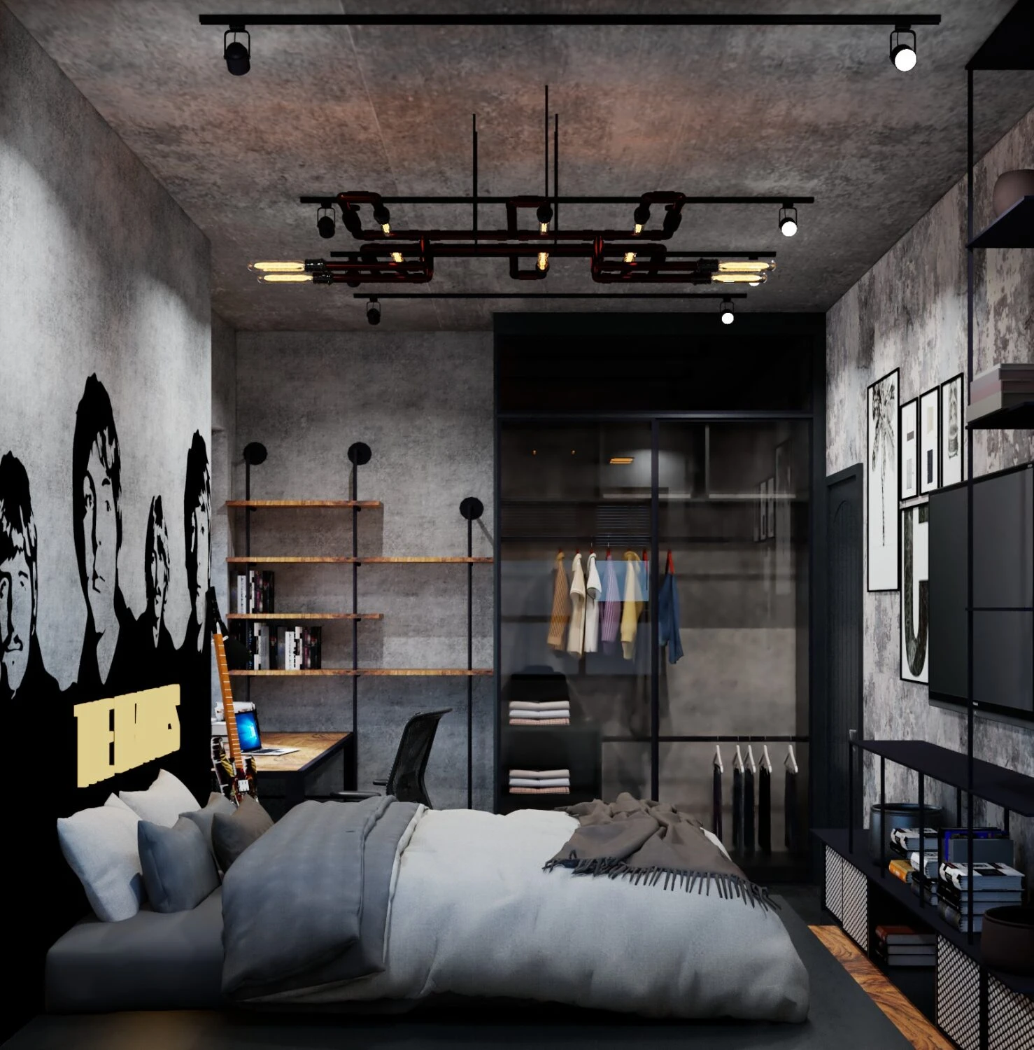 Free Sketchup Scene Download Modern Bedroom Vray ID 101000634 (Torres Nguyen)