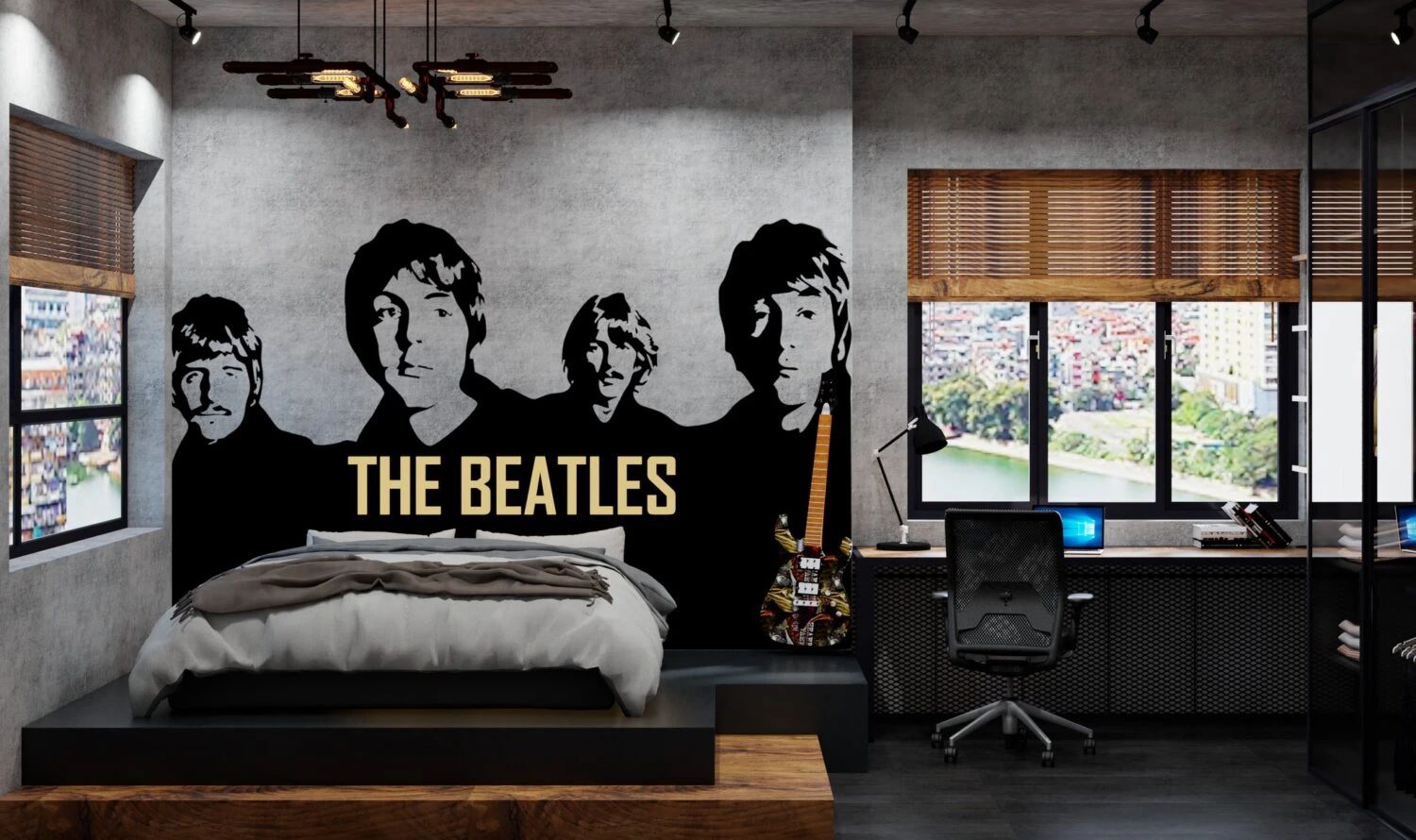 Free Sketchup Scene Download Modern Bedroom Vray ID 101000634 (Torres Nguyen)