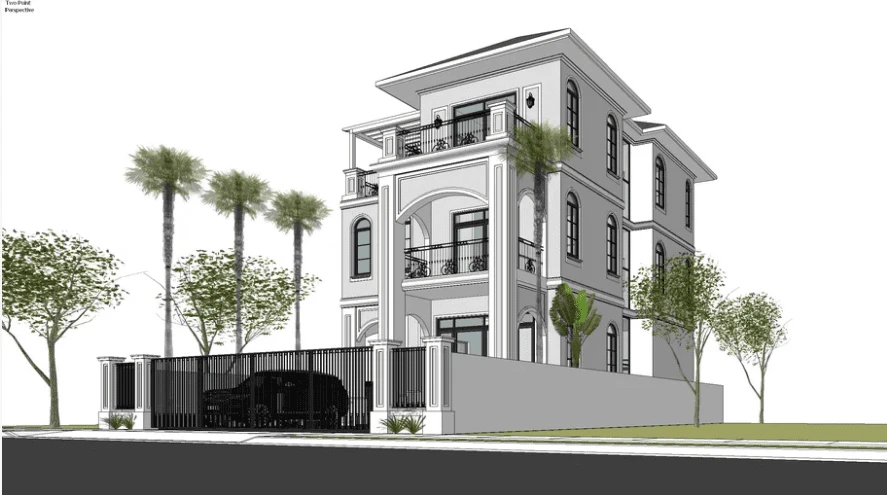 Free Sketchup Scene Modern Exterior ID 101000597 (Dam T)