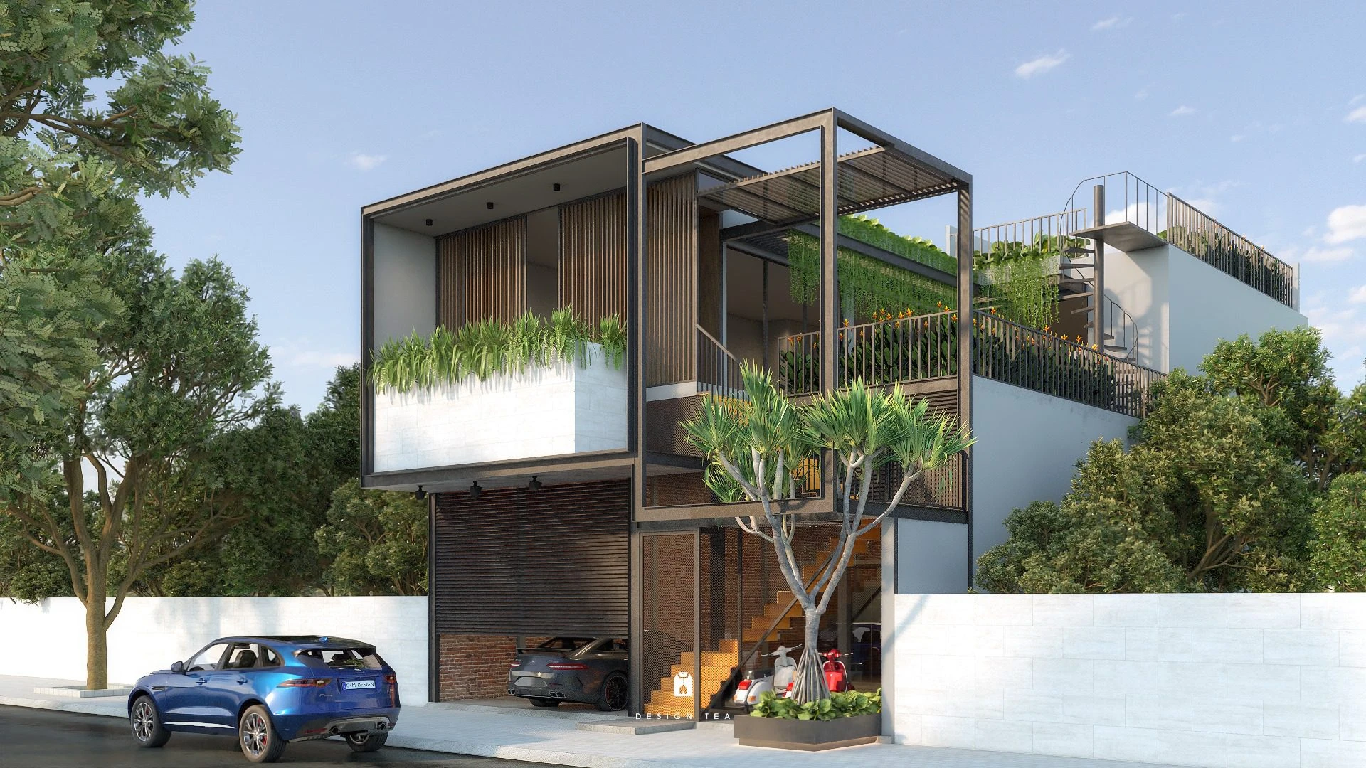 Free Sketchup Scene Modern Exterior Vray ID 101000667 (Ca Dui)