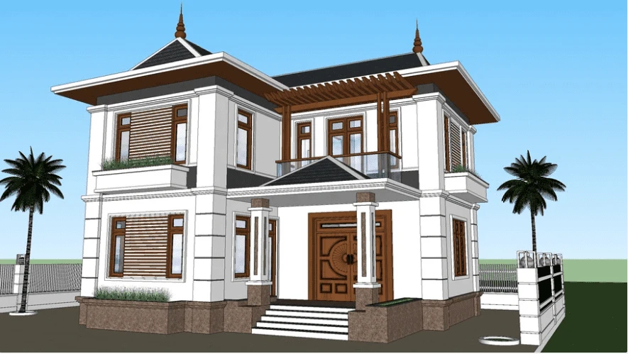 Free Sketchup Scene Vray Modern Exterior ID 101000637 (Cuongh)