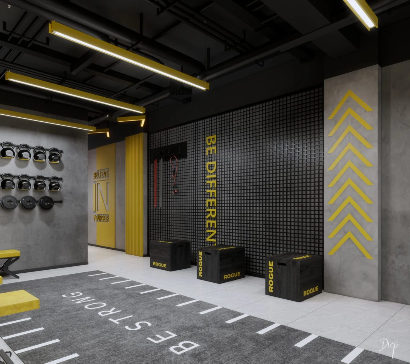 Gym Room 3D Model Free Download SketchUp Enscape Modern ID 211000036 (Nguyen Duy Diep)