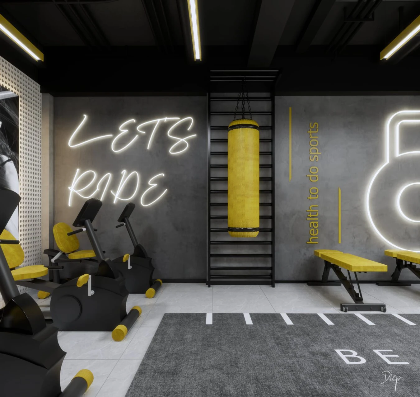 Gym Room 3D Model Free Download SketchUp Enscape Modern ID 211000036 (Nguyen Duy Diep)